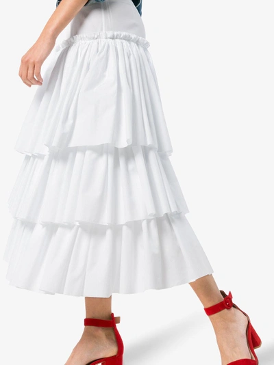 Shop Dolce & Gabbana Layered Long Skirt In White