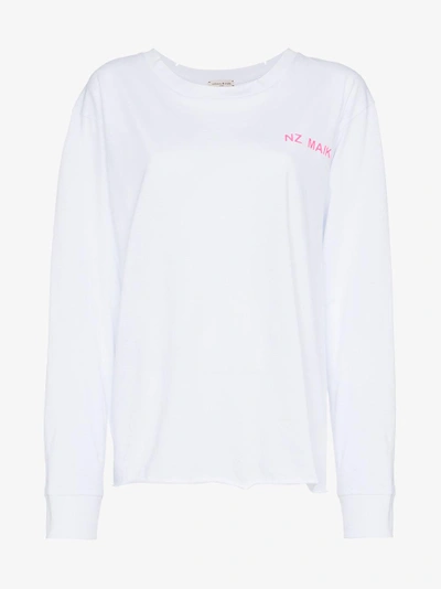 Shop Natasha Zinko Text Print Long Sleeve Cotton T Shirt In White