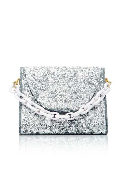 Shop Edie Parker Triangle Bag In Silver
