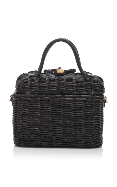 Shop Ulla Johnson Perle Wicker Bag In Black