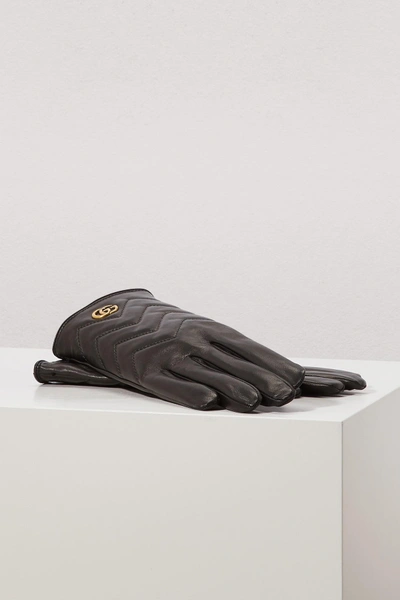 Shop Gucci Gg Marmont Gloves In Black