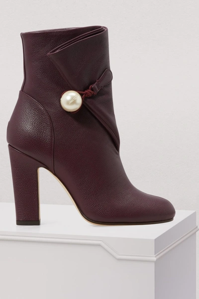 Shop Jimmy Choo Bethanie 100 Ankle Boots In Grape