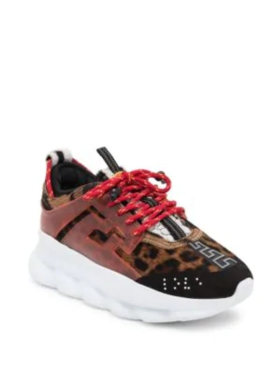 Shop Versace Chain Reaction Trainers In Maculato Nero Rosso