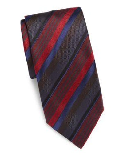 Shop Brioni Stripe Woven Silk Tie In Midnight