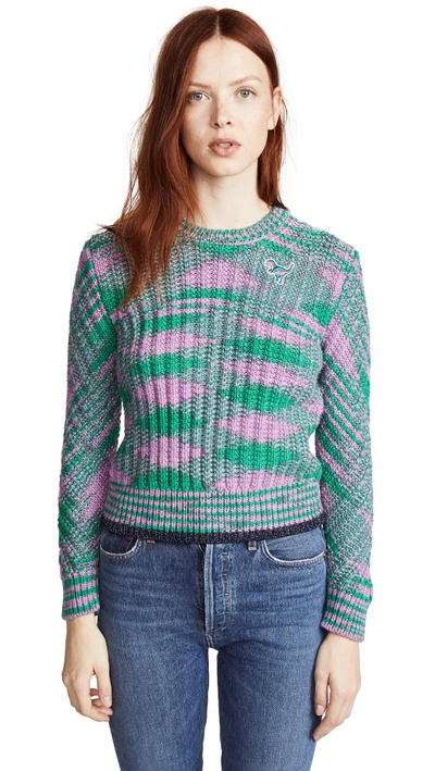 Shop Coach 1941 Space Dye Crew Neck Sweater In Green/lilac