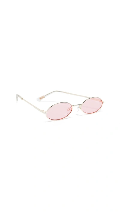 Shop Le Specs Love Train Sunglasses In Gold/pink