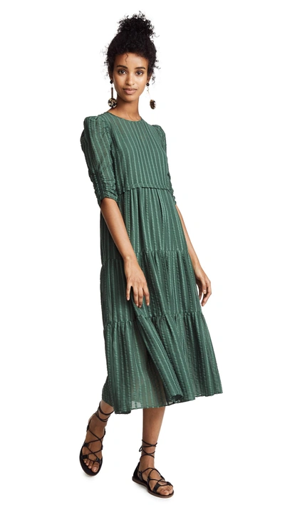 Shop See By Chloé Pouf Sleeve Maxi Dress In Deep Green Marble