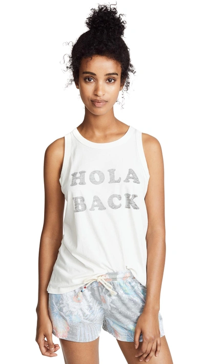 Shop Sol Angeles Hola Back Peak Tank Top In D White