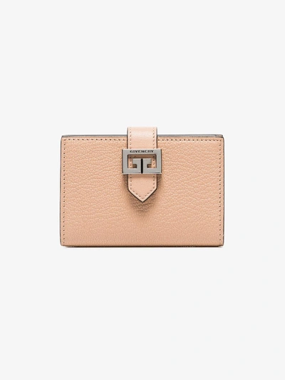 Shop Givenchy Beige Gv3 Logo Goat Skin Cardholder In Nude/neutrals