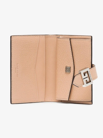 Shop Givenchy Beige Gv3 Logo Goat Skin Cardholder In Nude/neutrals