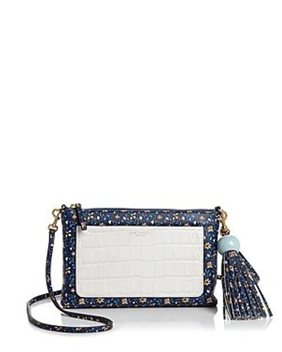 Shop Tory Burch Color-block Leather Tassel Crossbody In Blue Wild Pansy/gold