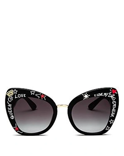Shop Dolce & Gabbana Women's Oversized Cat Eye Sunglasses, 51mm In Black/gray