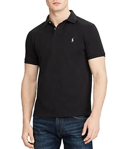 Shop Polo Ralph Lauren Cotton Mesh Custom Slim Fit Polo Shirt In Polo Black