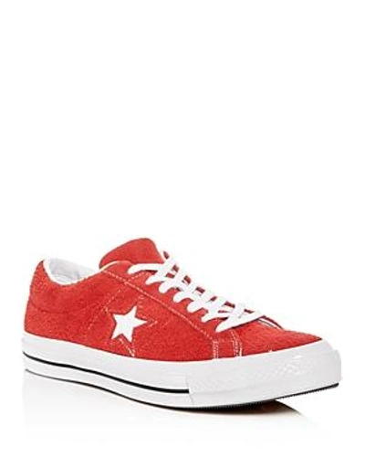 Shop Converse Men's One Star Textured Suede Lace Up Sneakers In Red/white