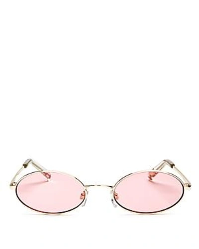 Shop Le Specs Women's Love Train Oval Sunglasses, 51mm In Gold/hot Pink