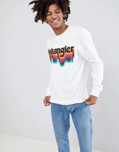 Shop Wrangler Rainbow Logo Sweatshirt - White