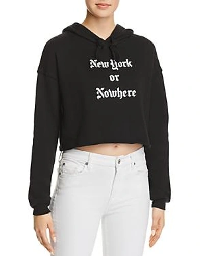 Shop Knowlita New York Or Nowhere Cropped Hooded Sweatshirt In Black