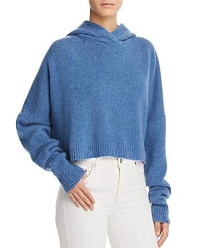 Theory Halo Cropped Hooded Cashmere Sweater In Blue ModeSens