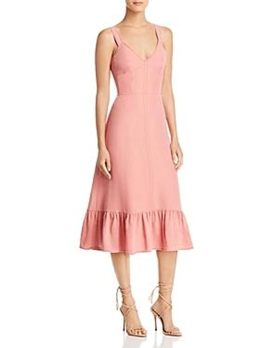 Shop Rebecca Taylor Lace-up Midi Dress In Rouge