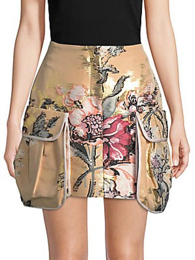 Shop Fendi Jacquard Mini Skirt In Beige