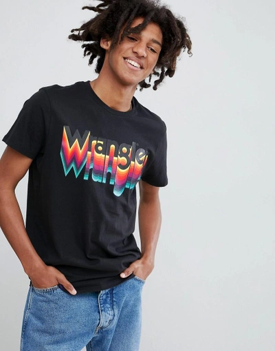 Shop Wrangler Rainbow Logo T-shirt - Black