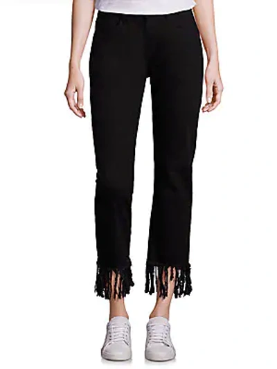 Shop 3x1 Straight Crop Fringe Jeans In Black
