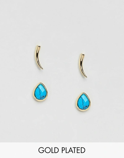 Shop Orelia Gold & Blue Stud Earrings Pack - Blue
