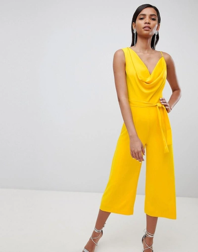 Shop Lavish Alice Cowl Neck Culotte Jumpsuit - Yellow