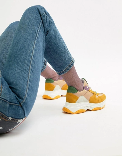Steve Madden Zela Mustard Suede Mix Chunky Sneakers In Multi | ModeSens