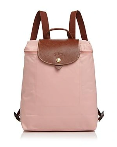 Shop Longchamp Le Pliage Nylon Backpack In Pinky/gold