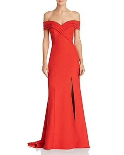 Shop Jarlo Marisole Off-the-shoulder Gown In Red