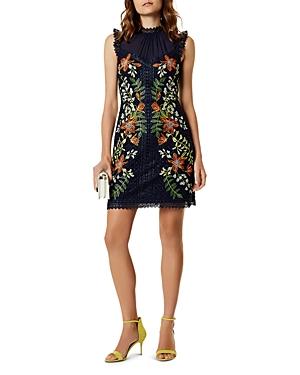 karen millen blue embroidered dress