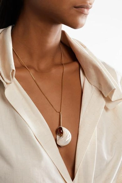 Shop Loewe Gold-plated, Shell And Resin Necklace In White