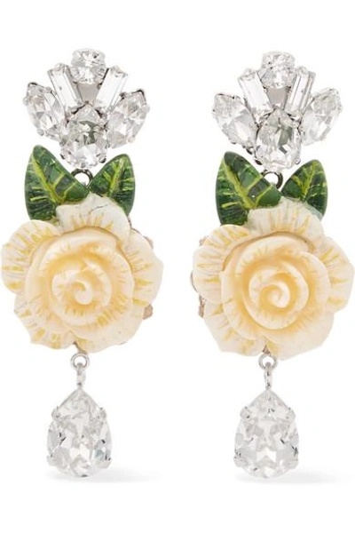 Shop Dolce & Gabbana Silver-plated, Enamel And Crystal Clip Earrings