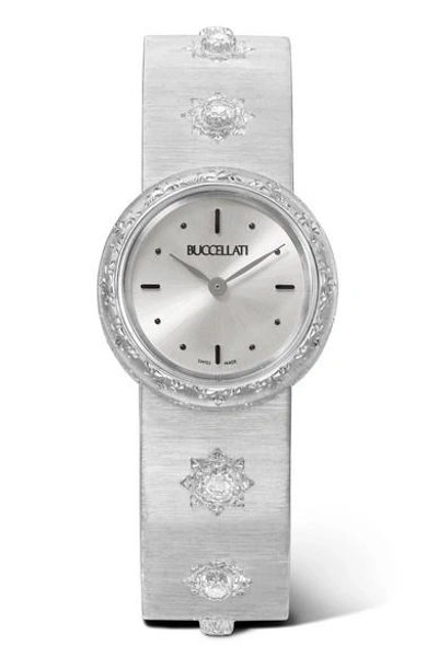 Shop Buccellati Macri 24mm 18-karat White Gold And Diamond Watch