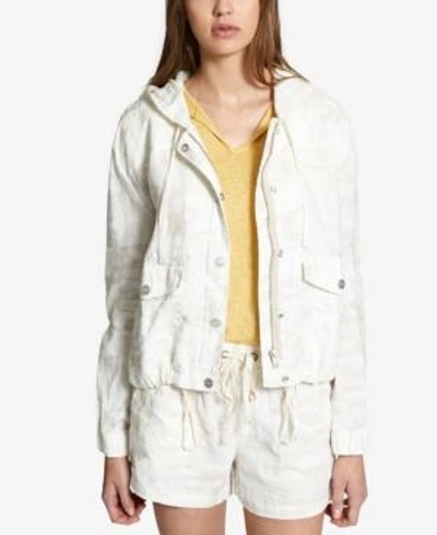 Shop Sanctuary Nova Linen Camouflage Hooded Jacket In White Camo