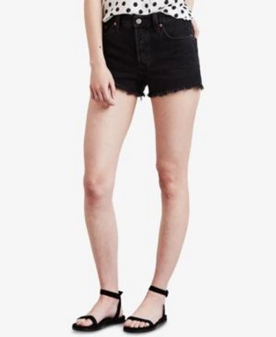 Shop Levi's Women's 501 Button Fly Cotton High-rise Denim Shorts In Lunar Black