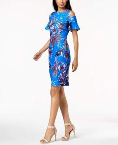 Shop Calvin Klein Cold-shoulder Sheath Dress In Capri Mult