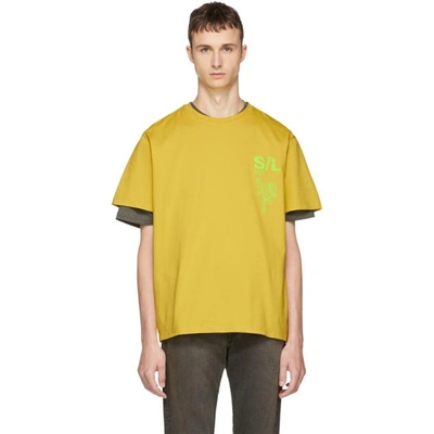 Shop Second / Layer Second/layer Yellow Shattered Logo T-shirt In Maize