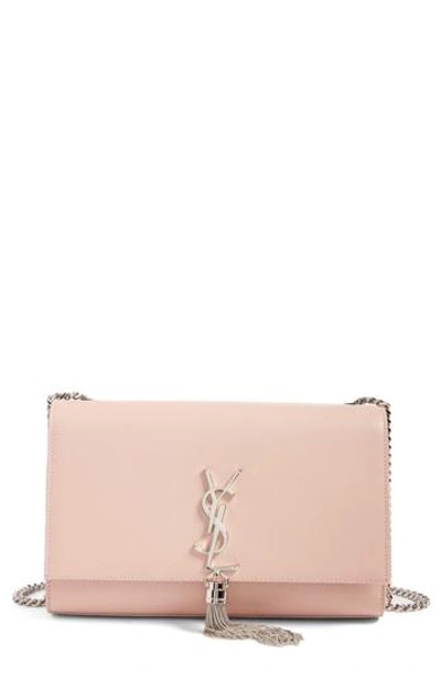 Shop Saint Laurent Medium Kate - Tassel Calfskin Leather Shoulder Bag - Pink In Pale Pink