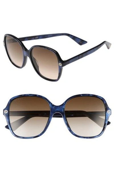 Shop Gucci 55mm Gradient Sunglasses - Blue/ Brown