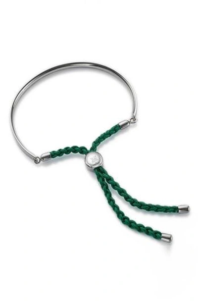 Shop Monica Vinader Fiji Friendship Bracelet In Silver/ Racing Green