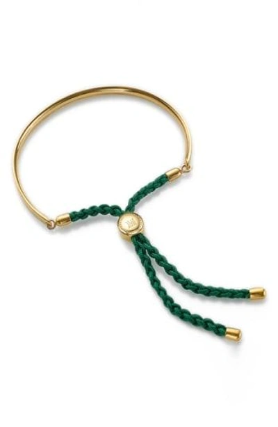Shop Monica Vinader Fiji Friendship Bracelet In Green/ Yellow Gold