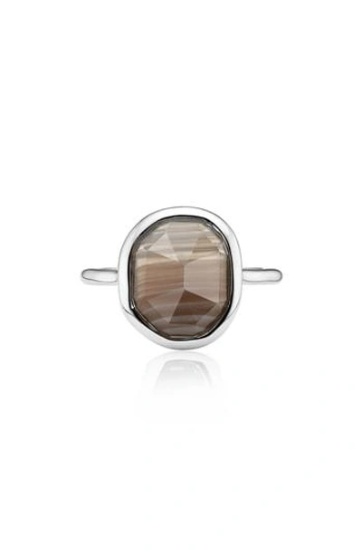 Shop Monica Vinader 'siren' Medium Semiprecious Stone Stacking Ring In Silver/ Grey Agate