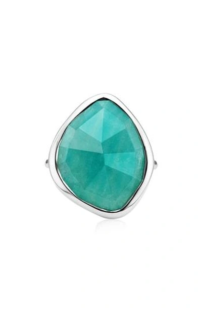 Shop Monica Vinader Siren Nugget Semiprecious Stone Ring In Silver/ Amazonite