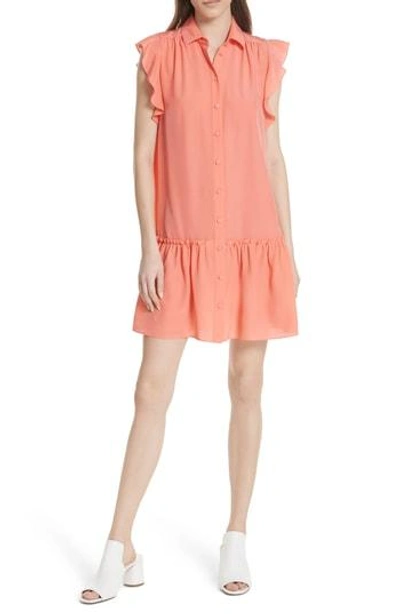 Shop Kate Spade Drop Waist Silk Dress In Apricot Sorbet