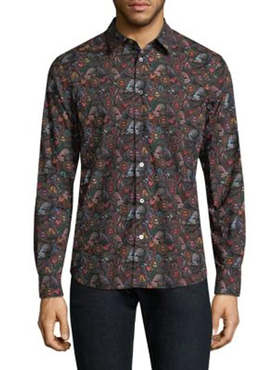 Shop Paul Smith All Over 1974 Print Button-down Shirt In Red Multi