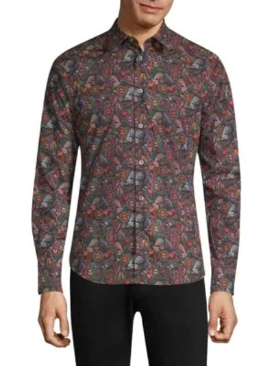 Shop Paul Smith All Over 1974 Print Button-down Shirt In Red Multi