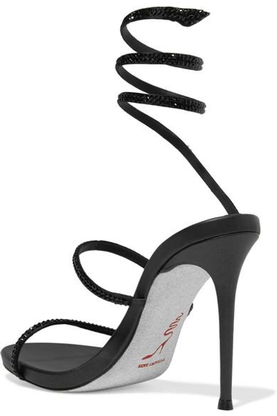 Shop René Caovilla Cleo Crystal-embellished Leather Sandals In Black