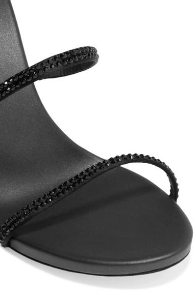 Shop René Caovilla Cleo Crystal-embellished Leather Sandals In Black
